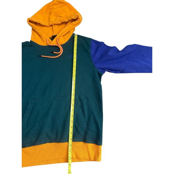 North Face TNF Blue Yellow Green Colorblock Mens Small Hoodie Sweatshirt - Picture 5 of 7